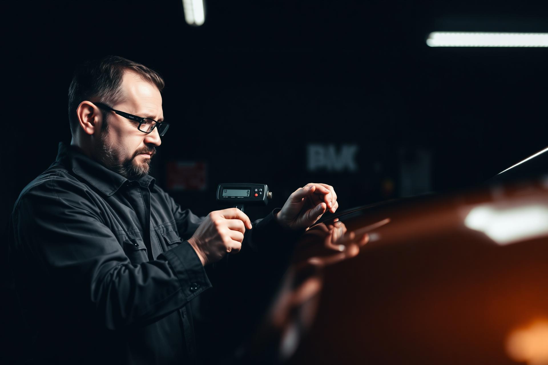 Especialista realizando perícia automotiva